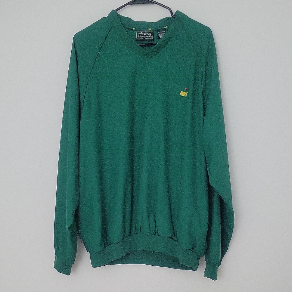 The Masters Collection Mens Windbreaker Pullover Green Long Sleeve V Neck LARGE